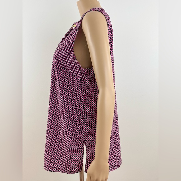 Michael Kors Sleeveless Tie Front, Geometric Patterned Blouse, Women's Size Med - Picture 7 of 10